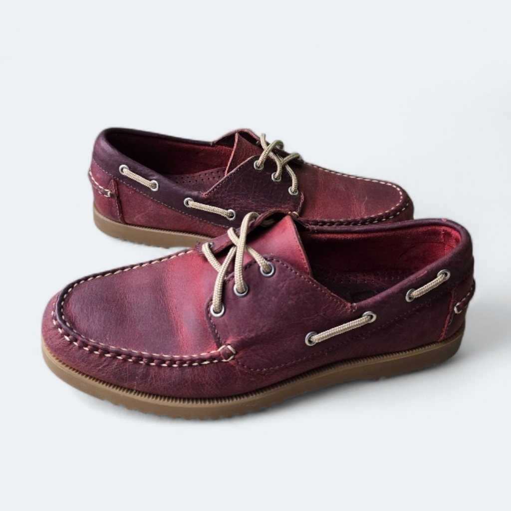Allen Edmonds Harbour Boat Loafers Rustic Chilli Red